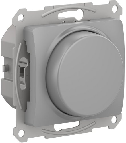 Светорегулятор поворотно-нажимной без рамки Systeme Electric Glossa 5-315Вт алюминий картинка